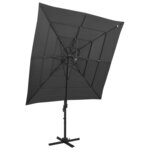 vidaXL Parasol de jardin à 4 niveaux avec mât en aluminium anthracite