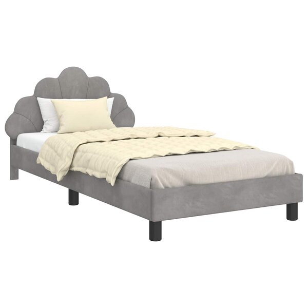 vidaXL Cadre de lit pour enfants avec tête de lit Gris clair Velours