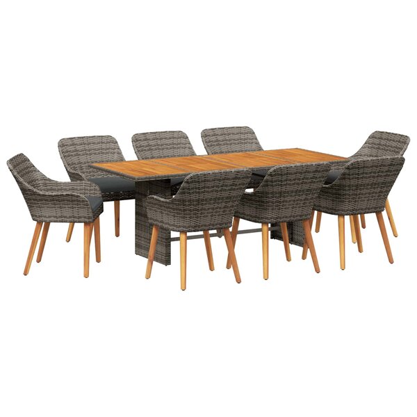 vidaXL Ensemble de salle à manger pour jardin 9 Pièces Gris polyrotin