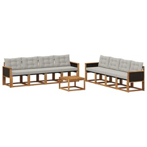 vidaXL Ensemble de canapés d'extérieur 9 Pièces Naturel et gris clair