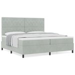 Lit Box Spring avec Matelas Gris clair 200x200 cm Velours