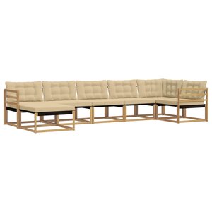 vidaXL Ensemble de canapés d'extérieur 7 Pièces Blanc et Beige