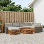 vidaXL Ensemble de canapés d'extérieur 7 Pièces Naturel et gris clair