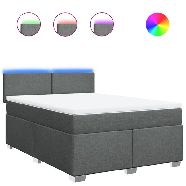 vidaXL Sommier à lattes de lit avec matelas Gris foncé 160x200cm Tissu