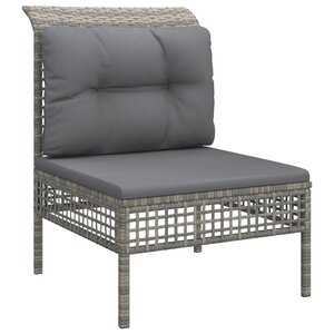 vidaXL Canapé central de jardin avec coussin Gris Résine tressée