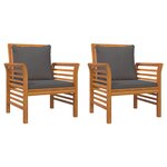 vidaXL Chaises de canapé coussins gris foncé lot de 2 acacia massif