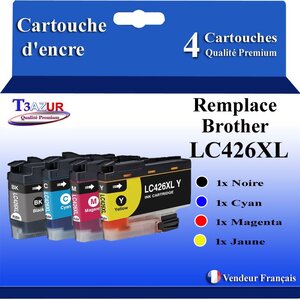 T3AZUR- 4x Cartouche compatible avec Brother LC426 XL pour Brother MFC-J4535DW  MFC-J4540DW