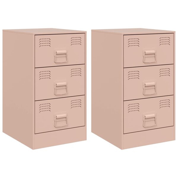 vidaXL Tables de chevet 2 Pièces rose 34 5x39x62 cm acier