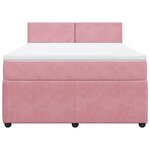 vidaXL Sommier à lattes de lit avec matelas Rose 160x200 cm Velours