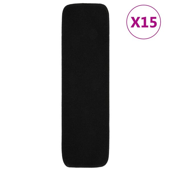 vidaXL Tapis d'escalier antidérapants 15Pièces 75x20cm Noir Rectangulaire