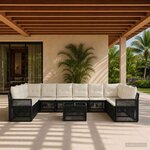 vidaXL Ensemble de canapé de jardin 11 pc Noir et blanc crème