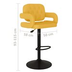 vidaXL Tabourets de bar lot de 2 jaune moutarde tissu