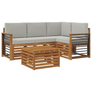 vidaXL Ensemble de canapés d'extérieur 5 pc Gris Naturel et Clair
