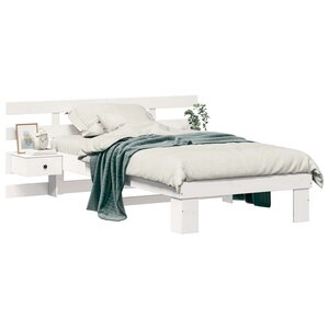 vidaXL Cadre de lit avec tête de lit Blanc 80 x 200 cm Pin massif