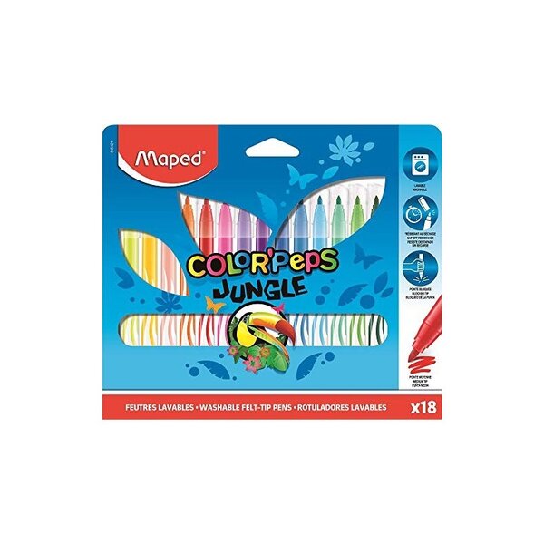 Maped feutres COLOR'PEPS Jungle  étui en carton de 18