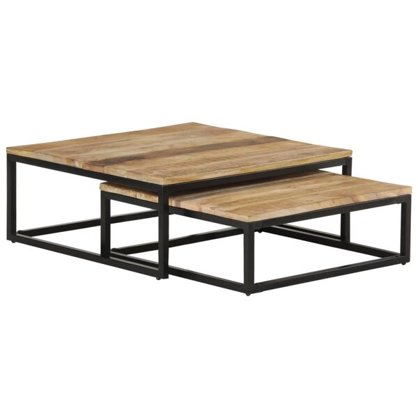 vidaXL Tables gigognes 2 Pièces Bois solide de manguier