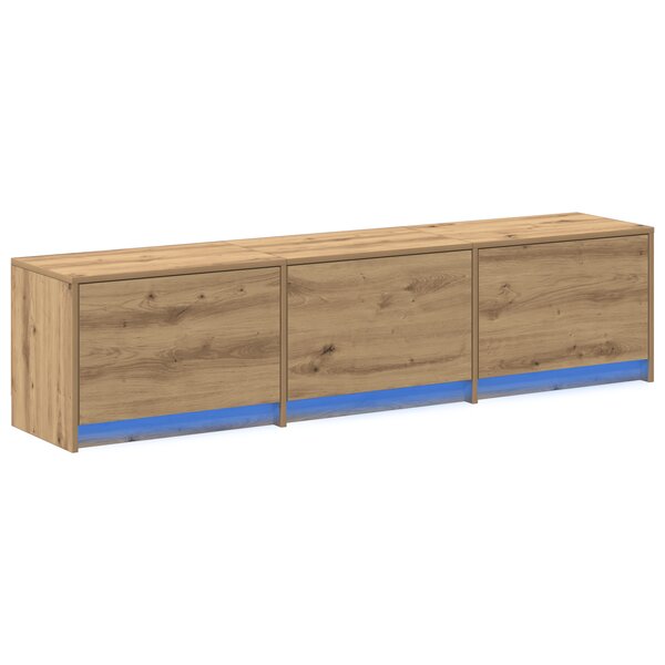 vidaXL Meuble TV avec LED en chêne artisanal 165x34x40 cm en bois d'ingénierie