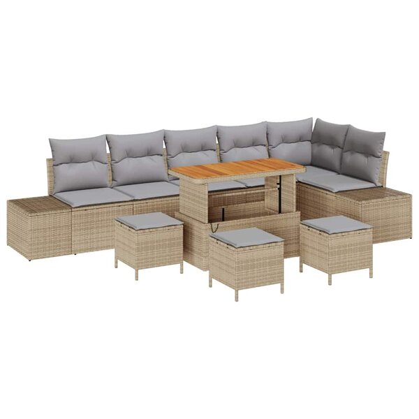 vidaXL Ensemble de canapé de jardin 9 Pièces Beige et Gris clair
