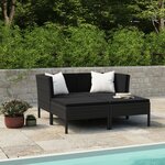 vidaXL Salon de jardin 4 Pièces avec coussins Résine tressée Noir