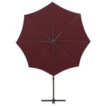 vidaXL Parasol déporté avec mât et lumières LED Rouge bordeaux 300 cm