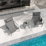 Ensemble de meubles 3 pièces de patio cadre en métal charge 150 kg salon de jardin 2 chaises 1 table basse avec tissu respirant gris 20_0008481