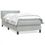 vidaXL Sommier à lattes de lit et matelas gris clair 90x220 cm velours