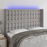 vidaXL Tête de lit à LED Gris clair 147x16x118/128 cm Tissu