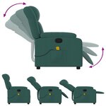 vidaXL Fauteuil de massage inclinable Vert foncé Tissu