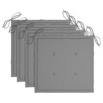 vidaXL Chaises de jardin et coussins gris lot de 4 Bois de teck massif