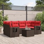 vidaXL Salon de jardin avec coussins 7 Pièces marron résine tressée