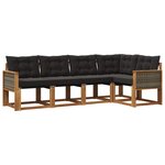 vidaXL Ensemble de canapés d'extérieur 5 pc Naturel et noir