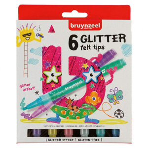 Lot de 6 feutres à paillettes bruynzeel assortiment couleur