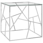 vidaXL Table basse Argenté 55x55x55 cm Acier inoxydable et verre