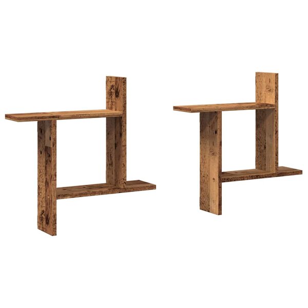vidaXL Étagères murales 2 Pièces vieux bois 50x12x50 cm bois d'ingénierie