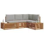 vidaXL Ensemble de canapés d'extérieur 4 Pièce Gris Naturel et Clair