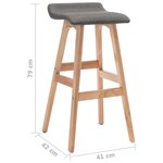 vidaXL Tabourets de bar lot de 2 gris foncé tissu