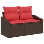 vidaXL Ensemble de Canapés avec coussin 10 Pièces Marron polyrotin