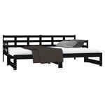 vidaXL Lit coulissant Noir Bois de pin solide 2x(90x190) cm