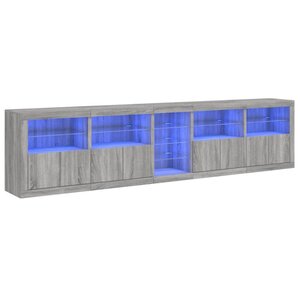 vidaXL Buffet avec lumières LED sonoma gris 283x37x67 cm
