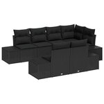 vidaXL Ensemble de canapé de jardin avec coussin 7 Pièces Noir Poly rotin