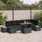vidaXL Ensemble de canapé de jardin 8 Pièces Noir Poly rotin
