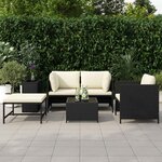 vidaXL Canapés de jardin 4 Pièces avec coussins Noir Résine tressée