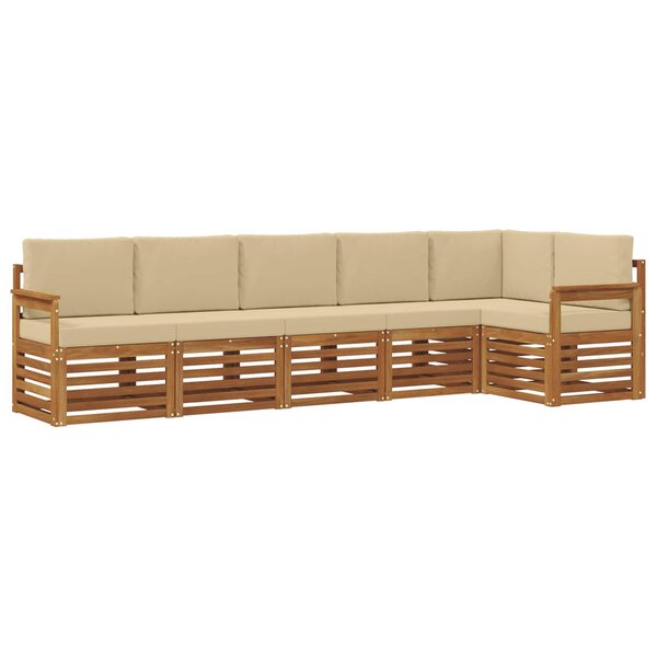 vidaXL Ensemble de canapé d'angle avec coussin 6 Pièces Naturel et Beige
