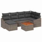 vidaXL Ensemble de canapé de jardin avec coussin 7 Pièces Gris Poly rotin