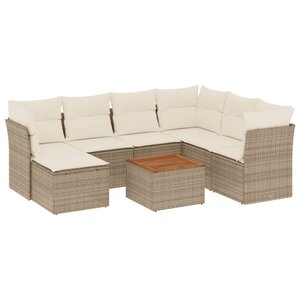 vidaXL Salon de jardin avec coussins 8 Pièces beige résine tressée
