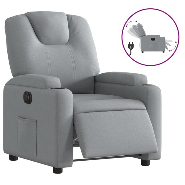 vidaXL Fauteuil inclinable électrique Gris clair Tissu