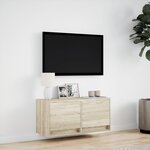 vidaXL Meuble TV mural avec lumières LED chêne sonoma 80x31x35 cm