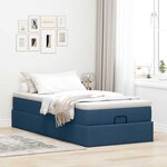 vidaXL Cadre de lit ottoman avec matelas bleu 100x200 cm tissu