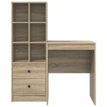 vidaXL Bureau avec tiroir avec étagère 2 Pièces Chêne Sonoma
