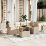 vidaXL Salon de jardin avec coussins 6 Pièces beige résine tressée